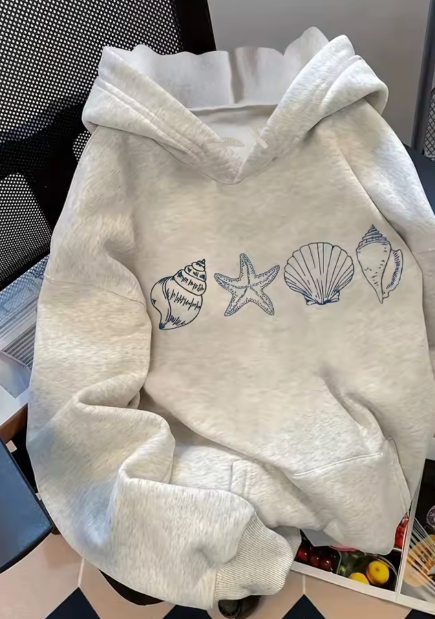 Relaxed Fit Hoodie – Shell Print