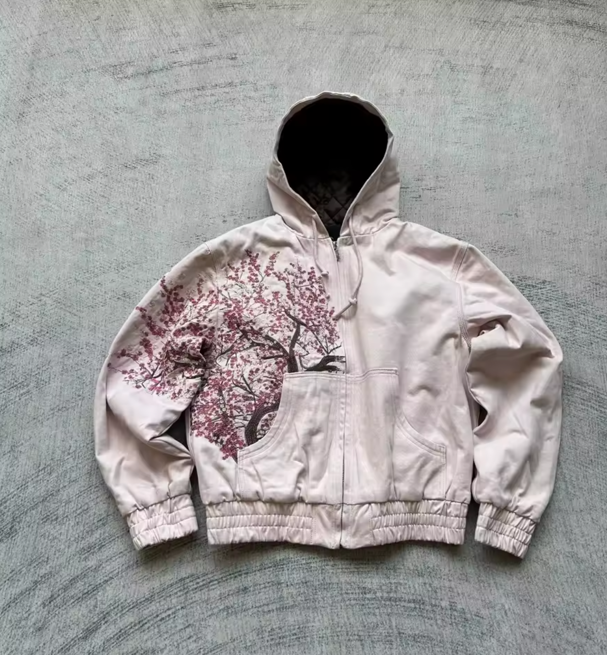 Relaxed Fit Zip Hoodie – Blossom Embroidery