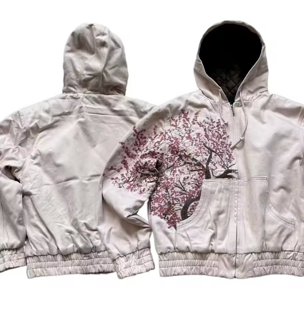 Relaxed Fit Zip Hoodie – Blossom Embroidery