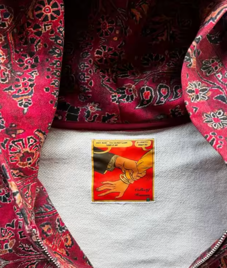 Relaxed Fit Zip Hoodie – Patterned Design